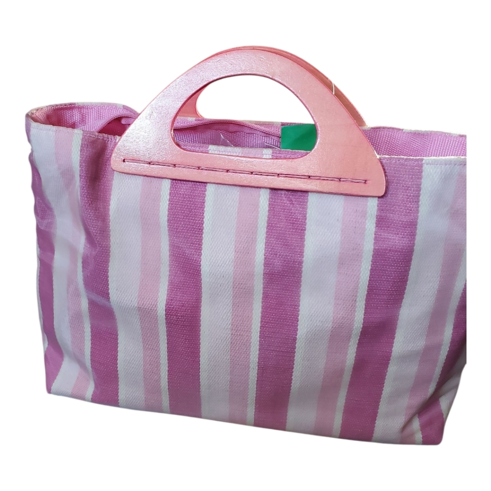 United Colors Of Benetton Pink Berry Striped Women's Bag Medium